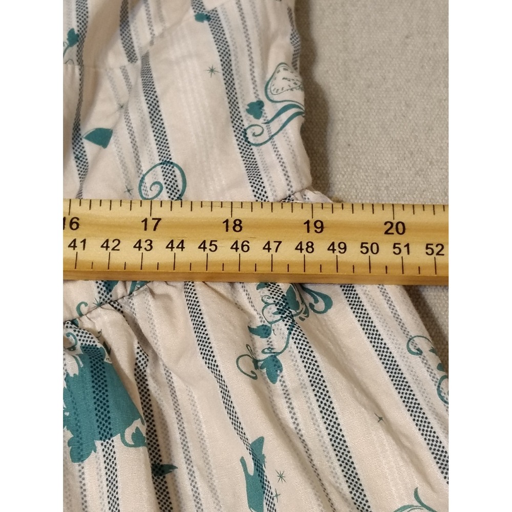 Disney Cinderella Blue Teal Floral Striped‎ Lace Up Babydoll Dress Size 24 - Picture 3 of 9